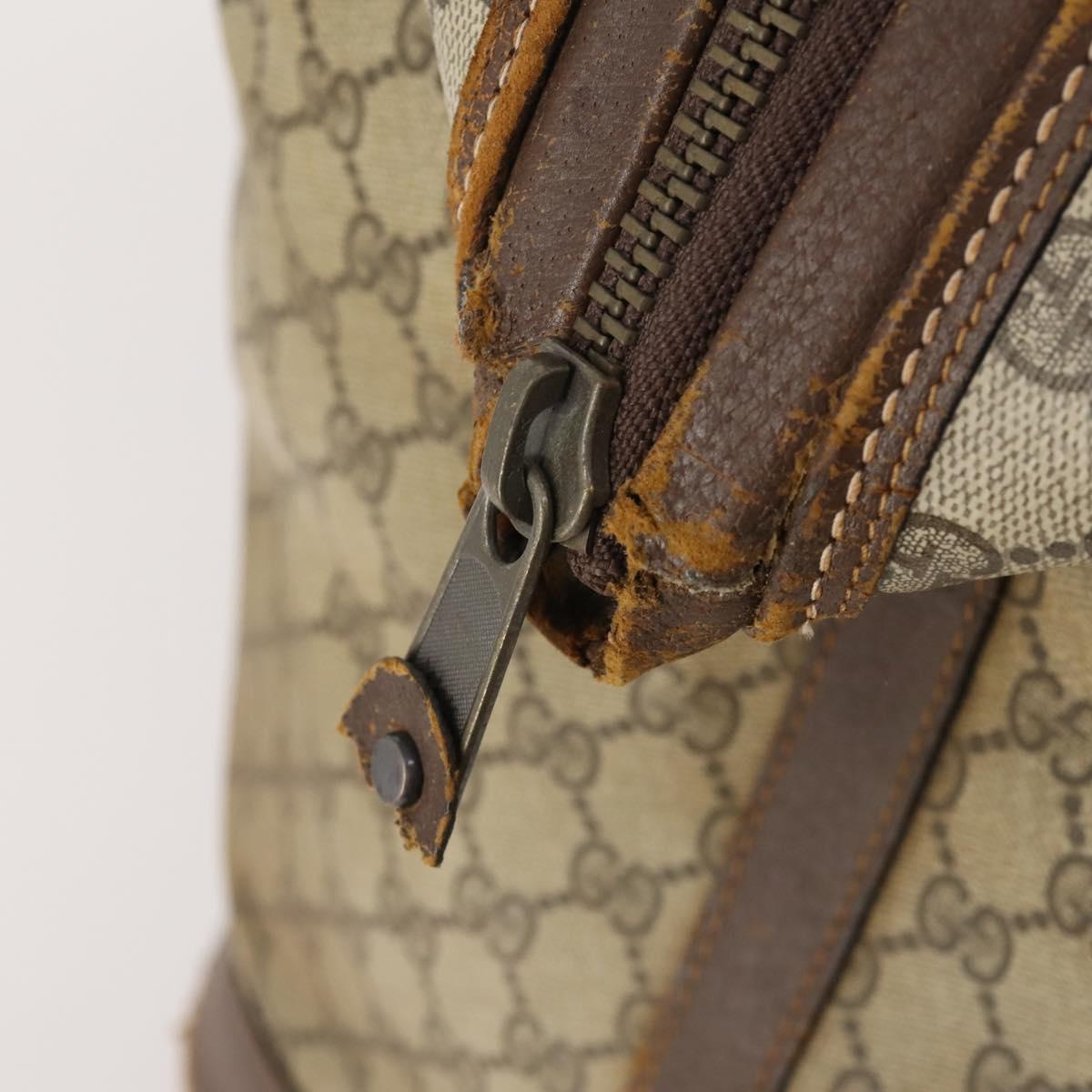 GUCCI GG Supreme Web Sherry Line Boston Bag PVC Beige Red Auth 180195