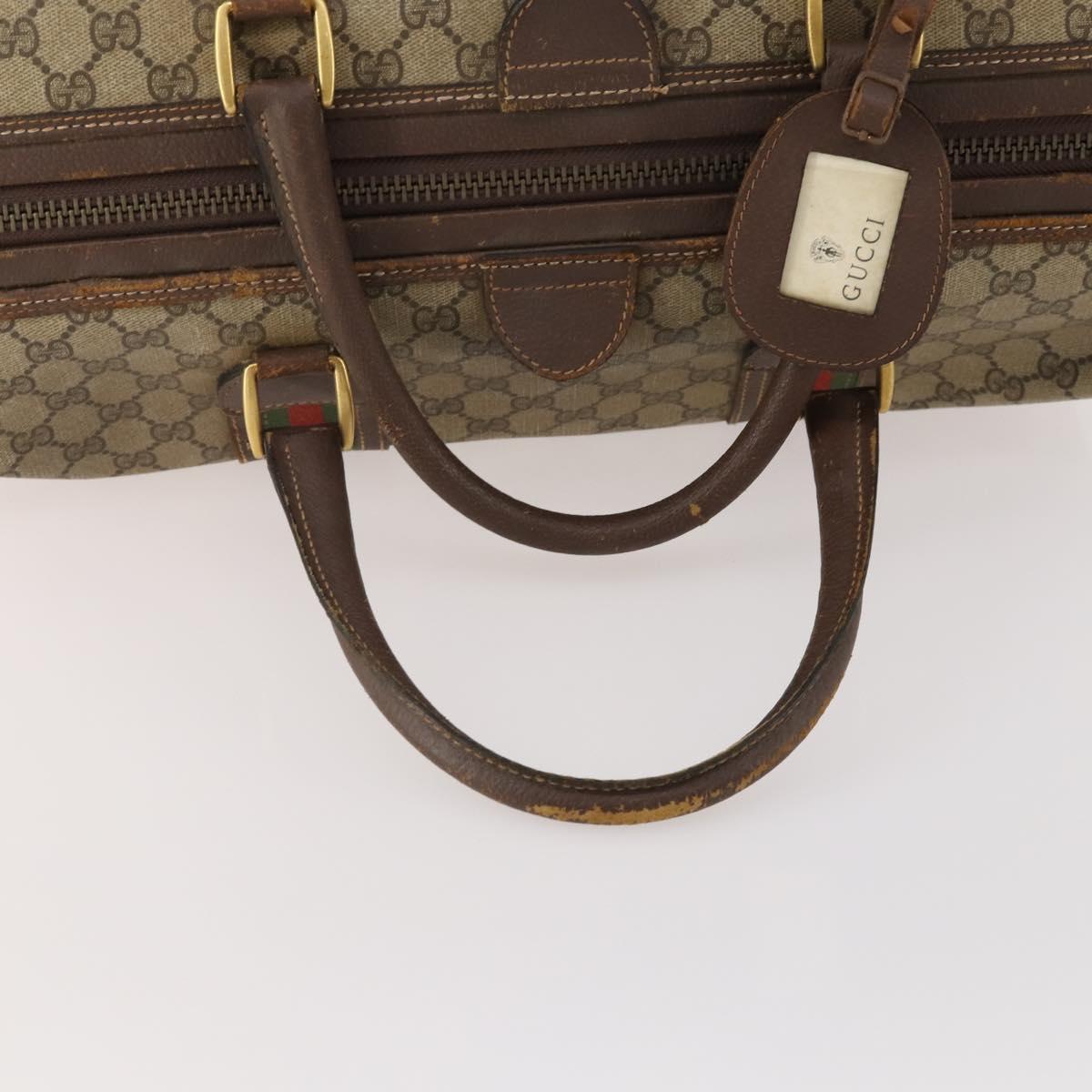 GUCCI GG Supreme Web Sherry Line Boston Bag PVC Beige Red Auth 180195