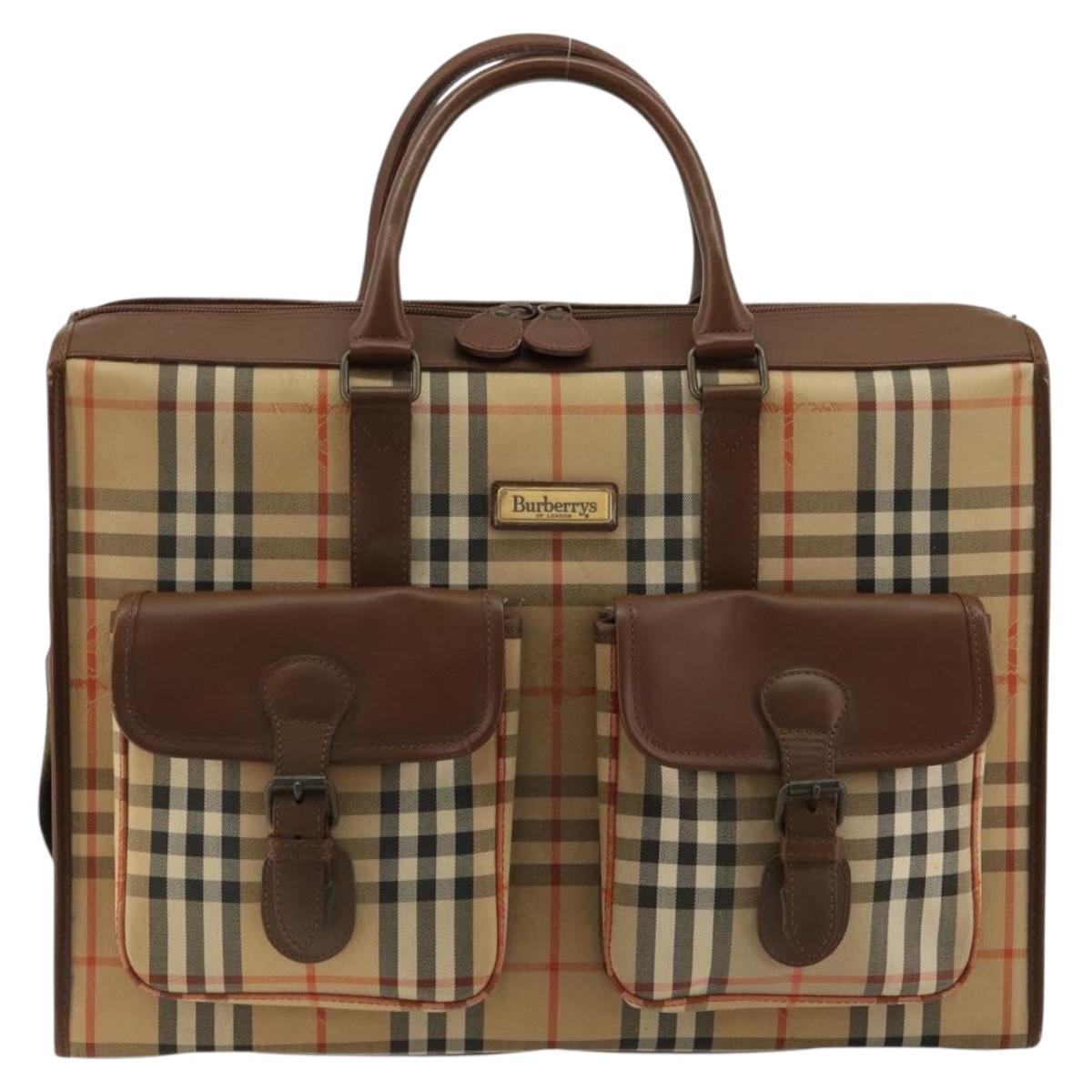 Burberrys Nova Check Business Bag Canvas 2way Beige Auth 180196