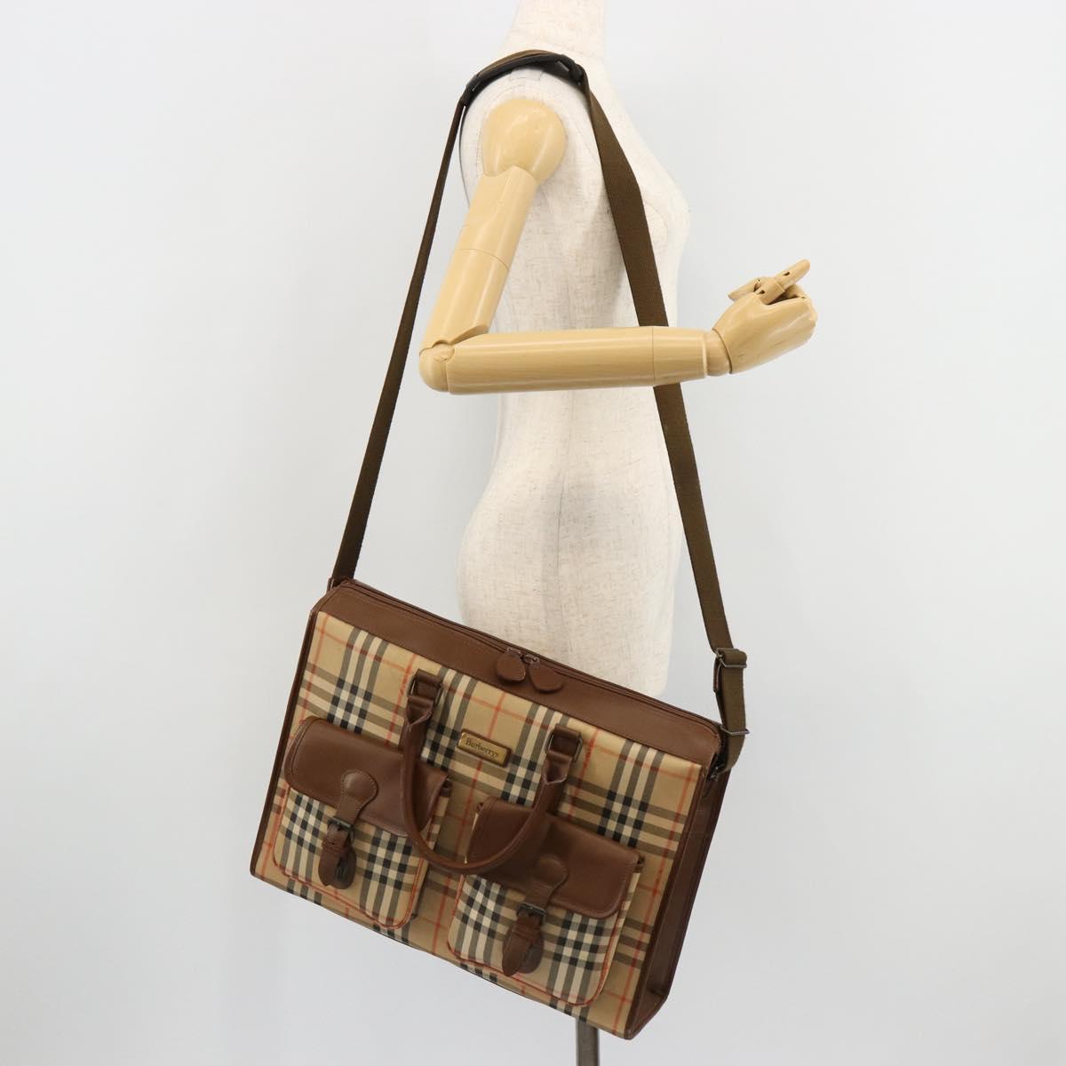 Burberrys Nova Check Business Bag Canvas 2way Beige Auth 180196