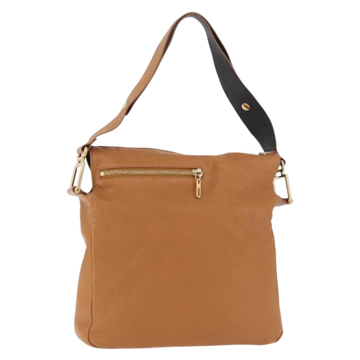 Chloe Shoulder Bag Leather Brown Gold Auth 180199