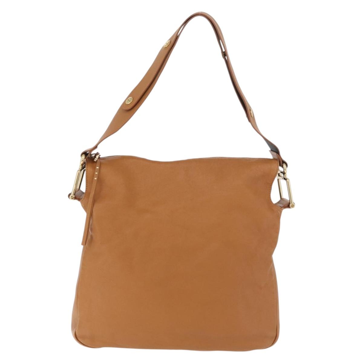 Chloe Shoulder Bag Leather Brown Gold Auth 180199