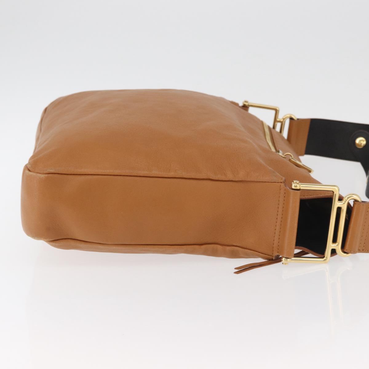 Chloe Shoulder Bag Leather Brown Gold Auth 180199