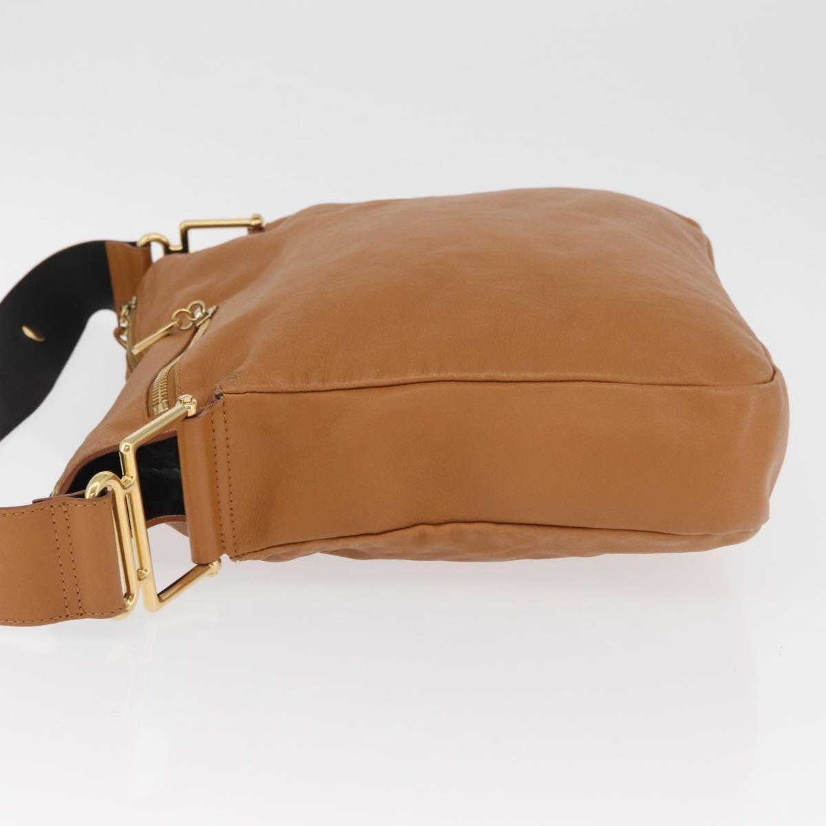 Chloe Shoulder Bag Leather Brown Gold Auth 180199