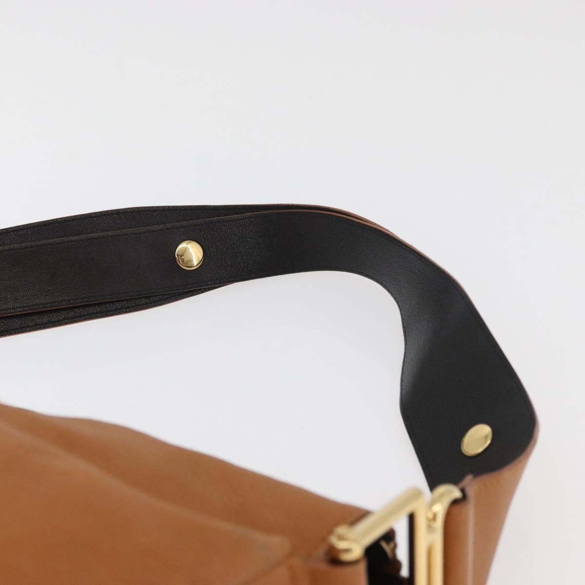 Chloe Shoulder Bag Leather Brown Gold Auth 180199