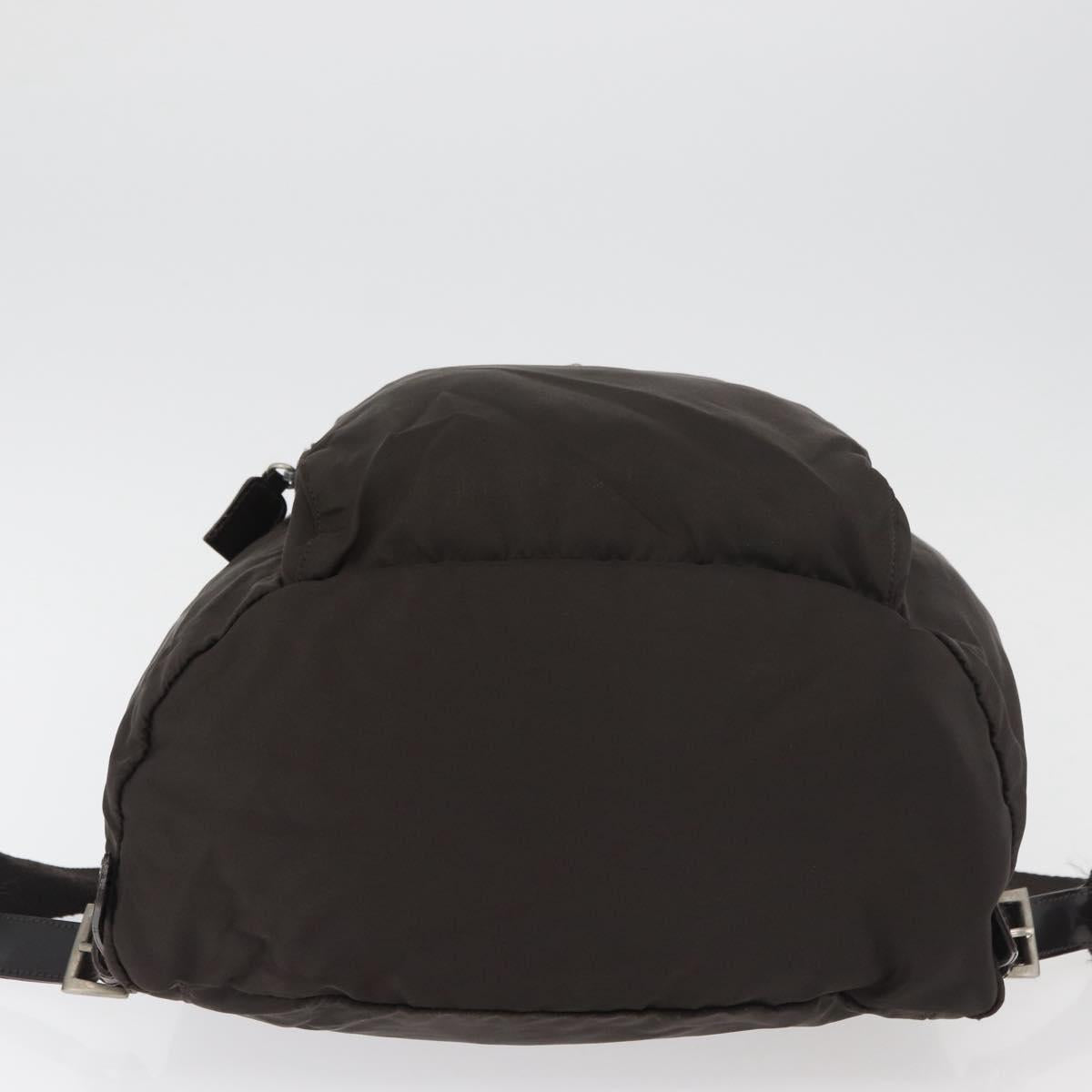 PRADA Backpack Nylon Brown Silver Auth 180200