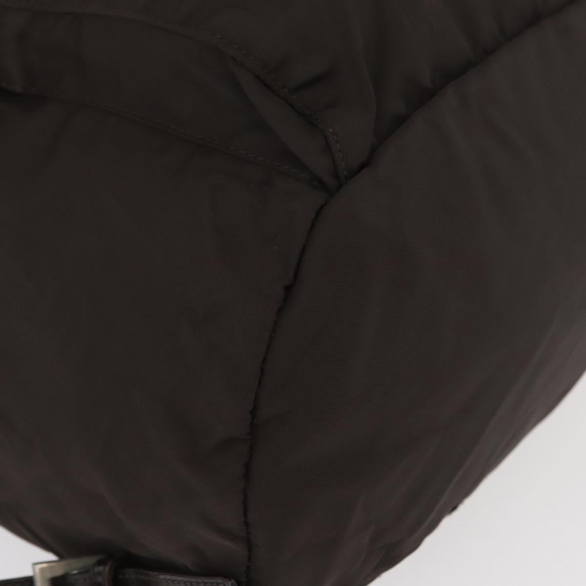 PRADA Backpack Nylon Brown Silver Auth 180200