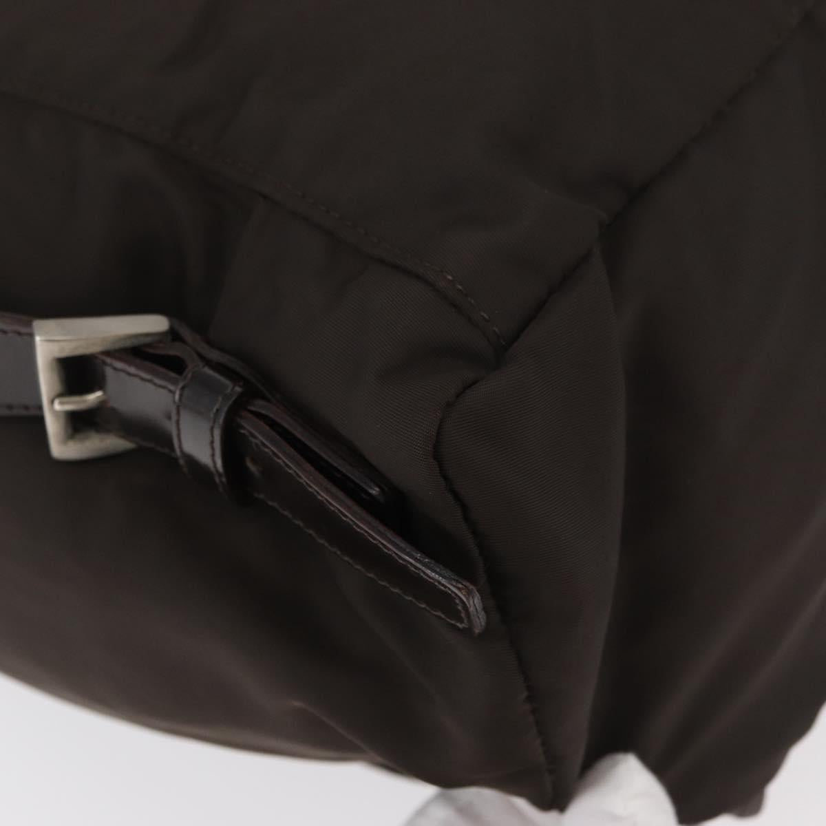 PRADA Backpack Nylon Brown Silver Auth 180200