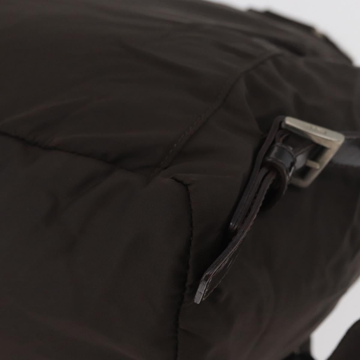PRADA Backpack Nylon Brown Silver Auth 180200