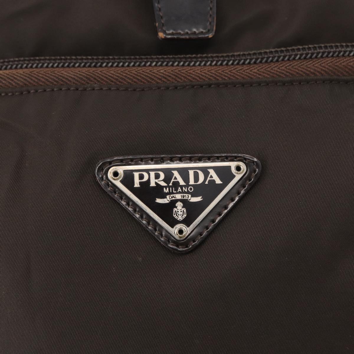 PRADA Backpack Nylon Brown Silver Auth 180200