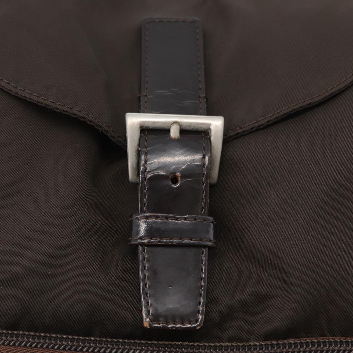 PRADA Backpack Nylon Brown Silver Auth 180200