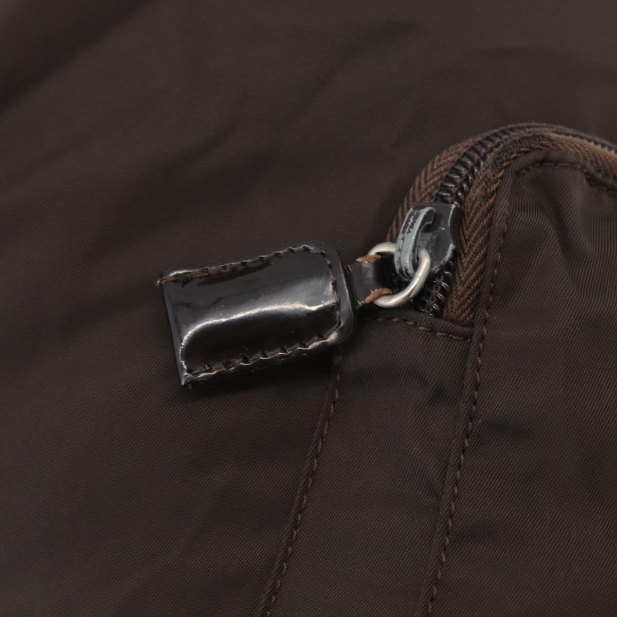 PRADA Backpack Nylon Brown Silver Auth 180200