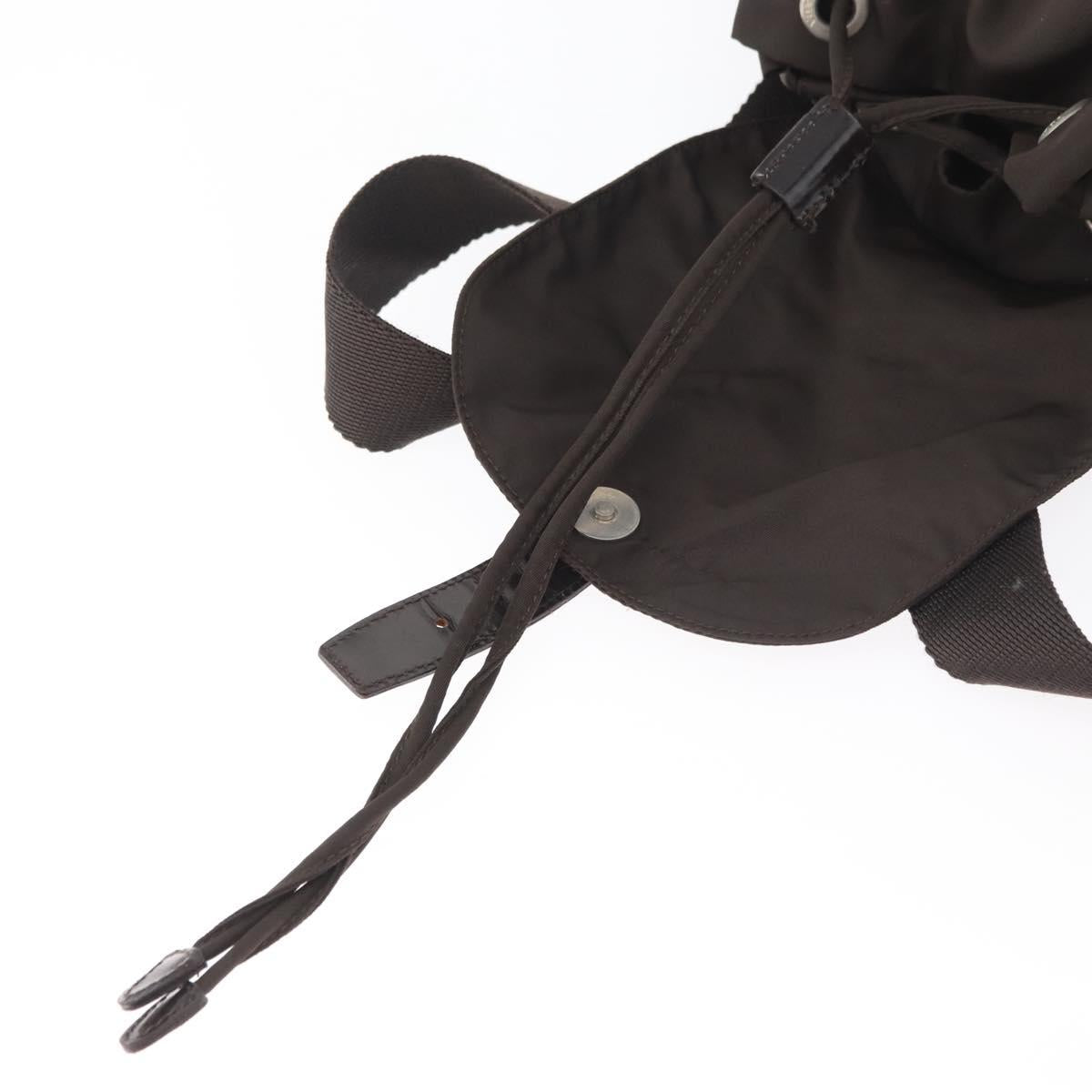 PRADA Backpack Nylon Brown Silver Auth 180200