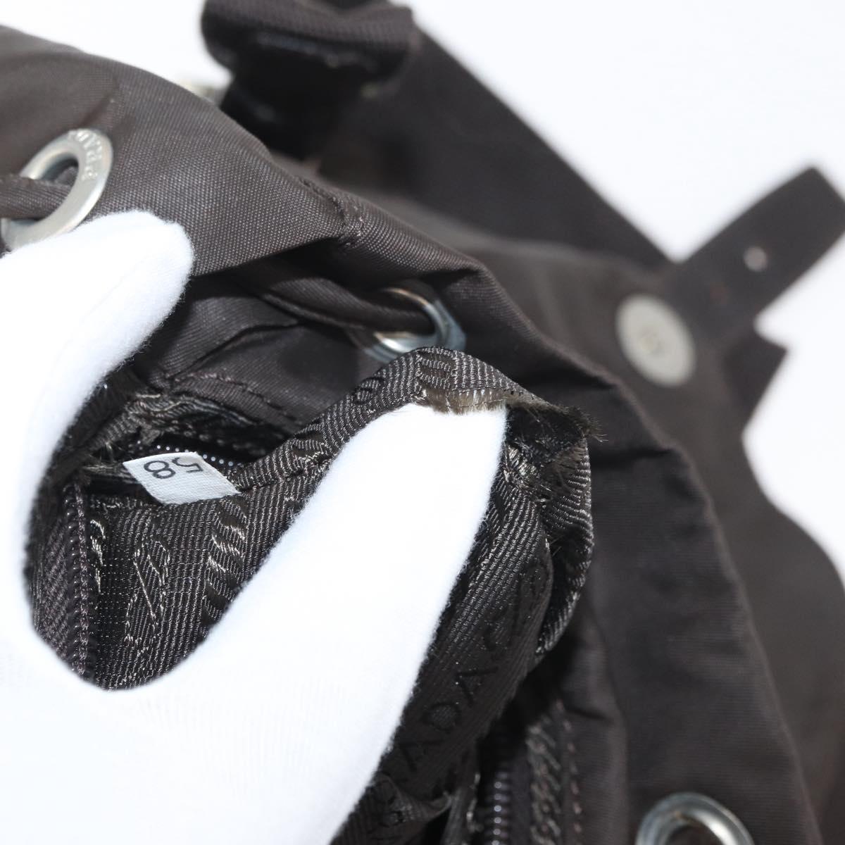 PRADA Backpack Nylon Brown Silver Auth 180200