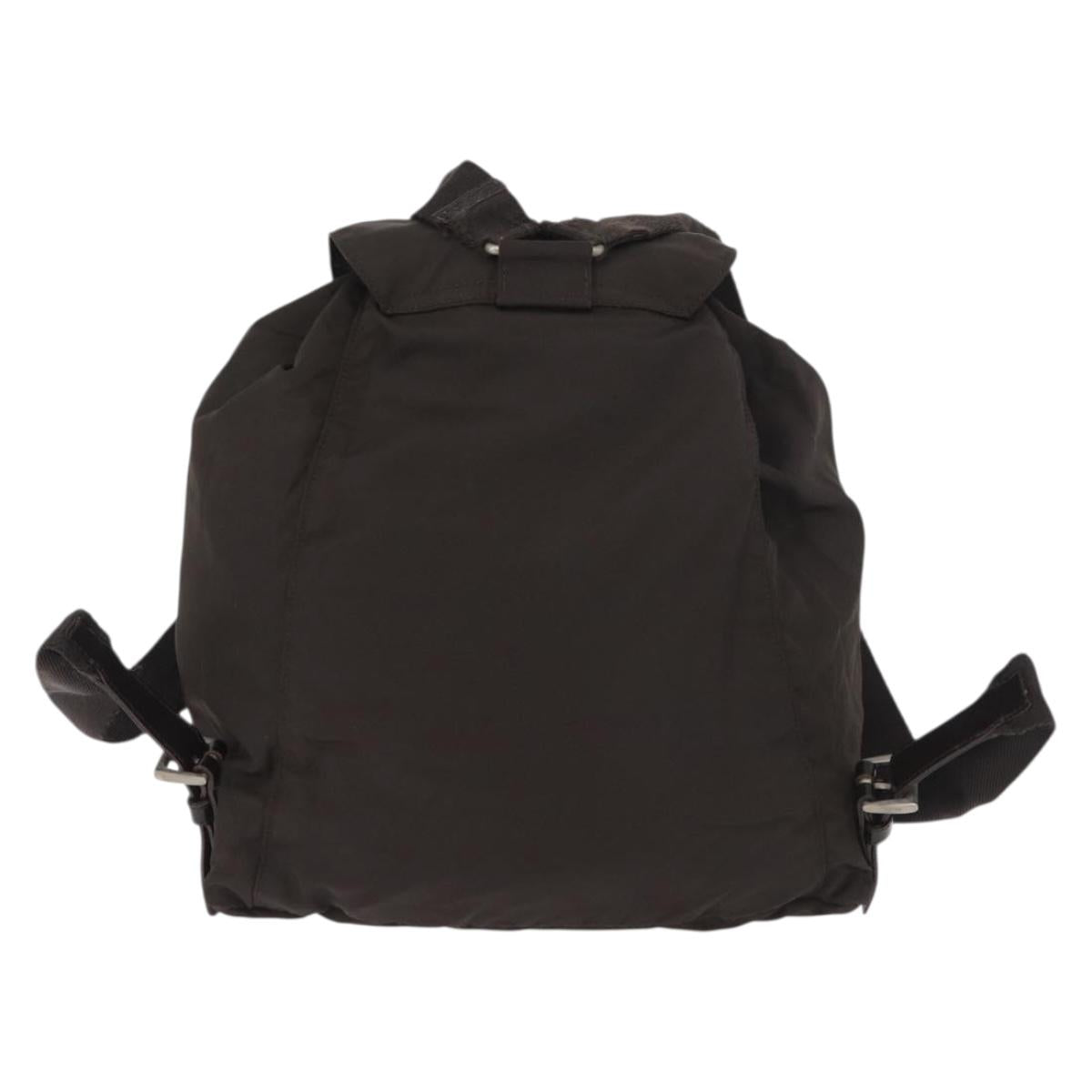 PRADA Backpack Nylon Brown Silver Auth 180200