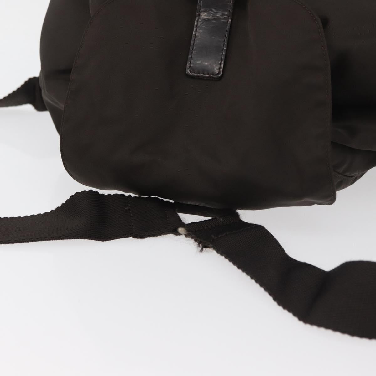 PRADA Backpack Nylon Brown Silver Auth 180200