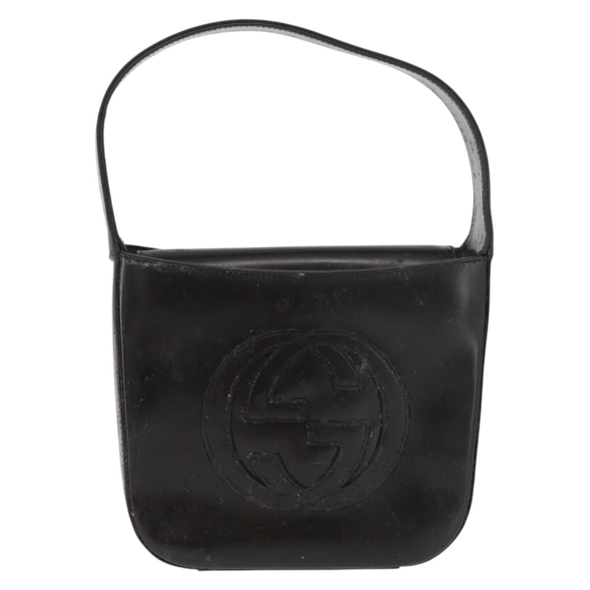 GUCCI Shoulder Bag Patent leather Brown Silver Auth 180202