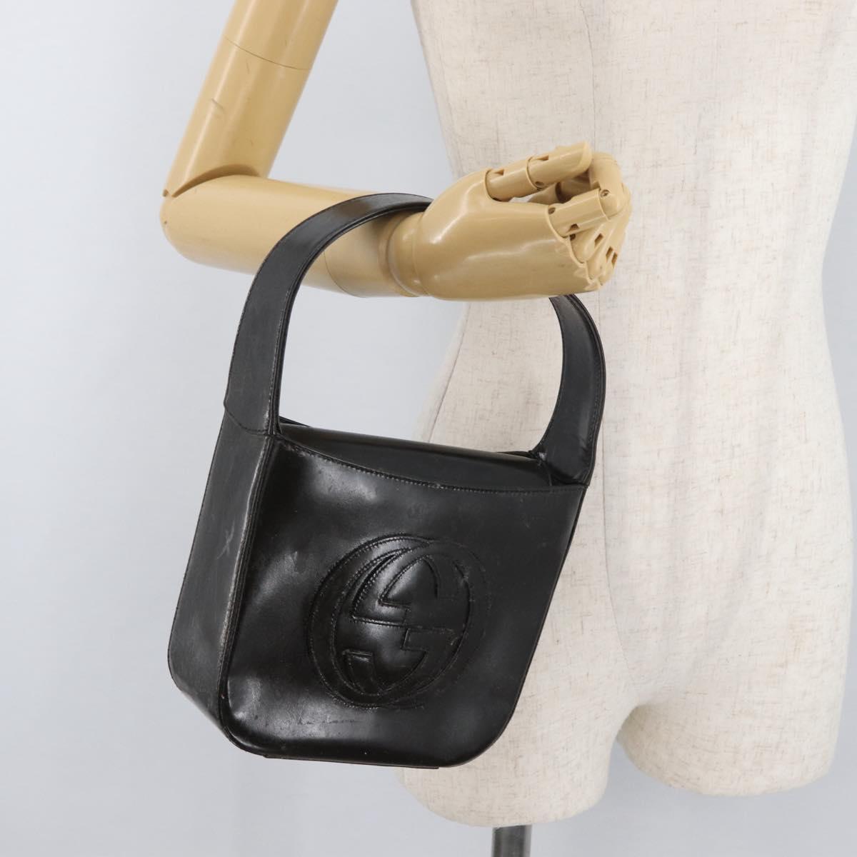 GUCCI Shoulder Bag Patent leather Brown Silver Auth 180202