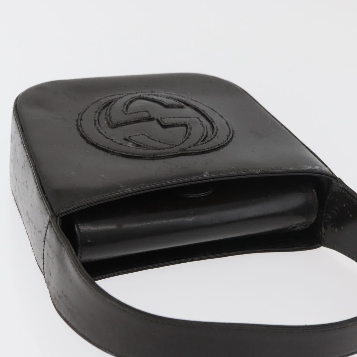 GUCCI Shoulder Bag Patent leather Brown Silver Auth 180202