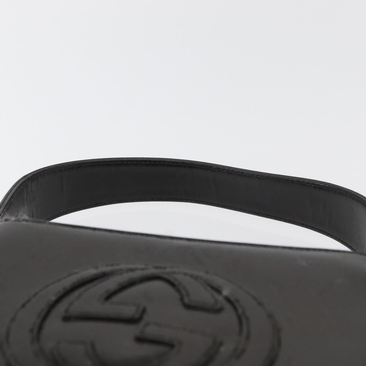 GUCCI Shoulder Bag Patent leather Brown Silver Auth 180202