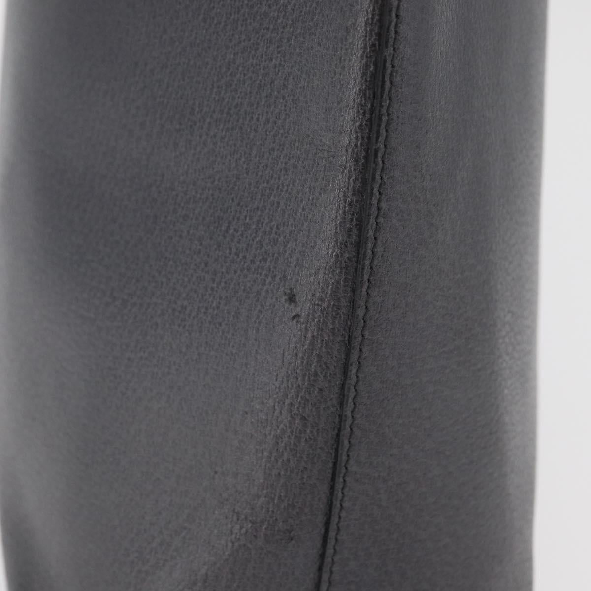 GUCCI Bamboo Shoulder Bag Leather Black Gold Auth 180204