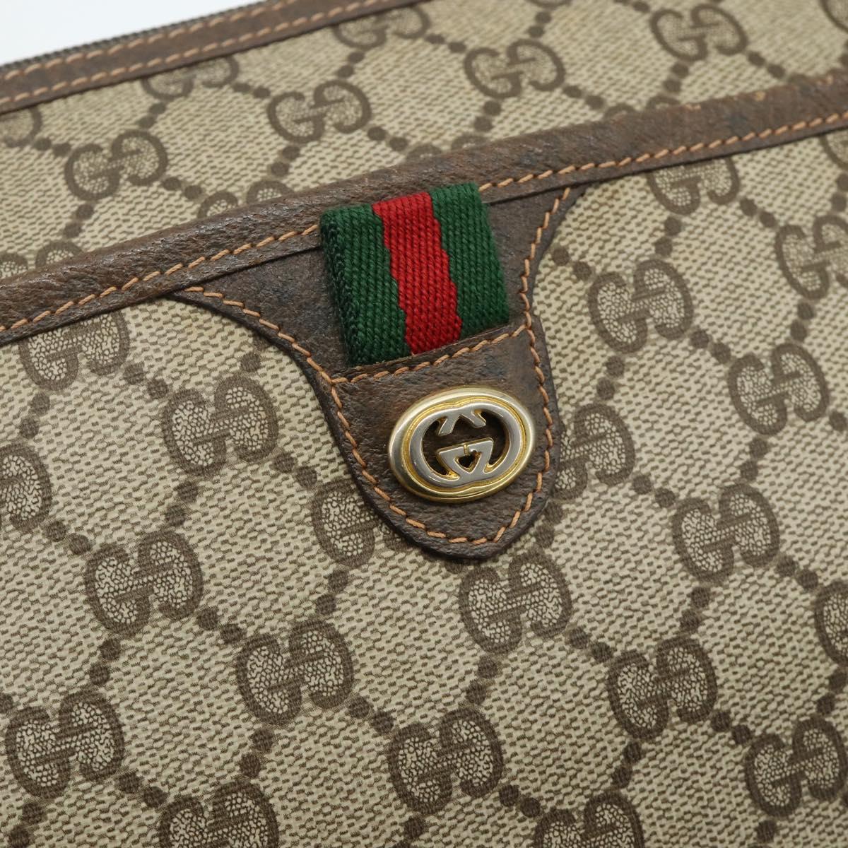 GUCCI GG Supreme Web Sherry Line Bag PVC Beige Gold 89 02 077 Auth 180205
