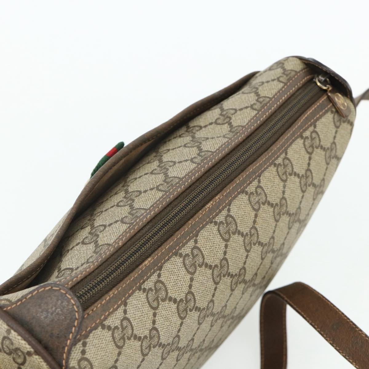 GUCCI GG Supreme Web Sherry Line Bag PVC Beige Gold 89 02 077 Auth 180205