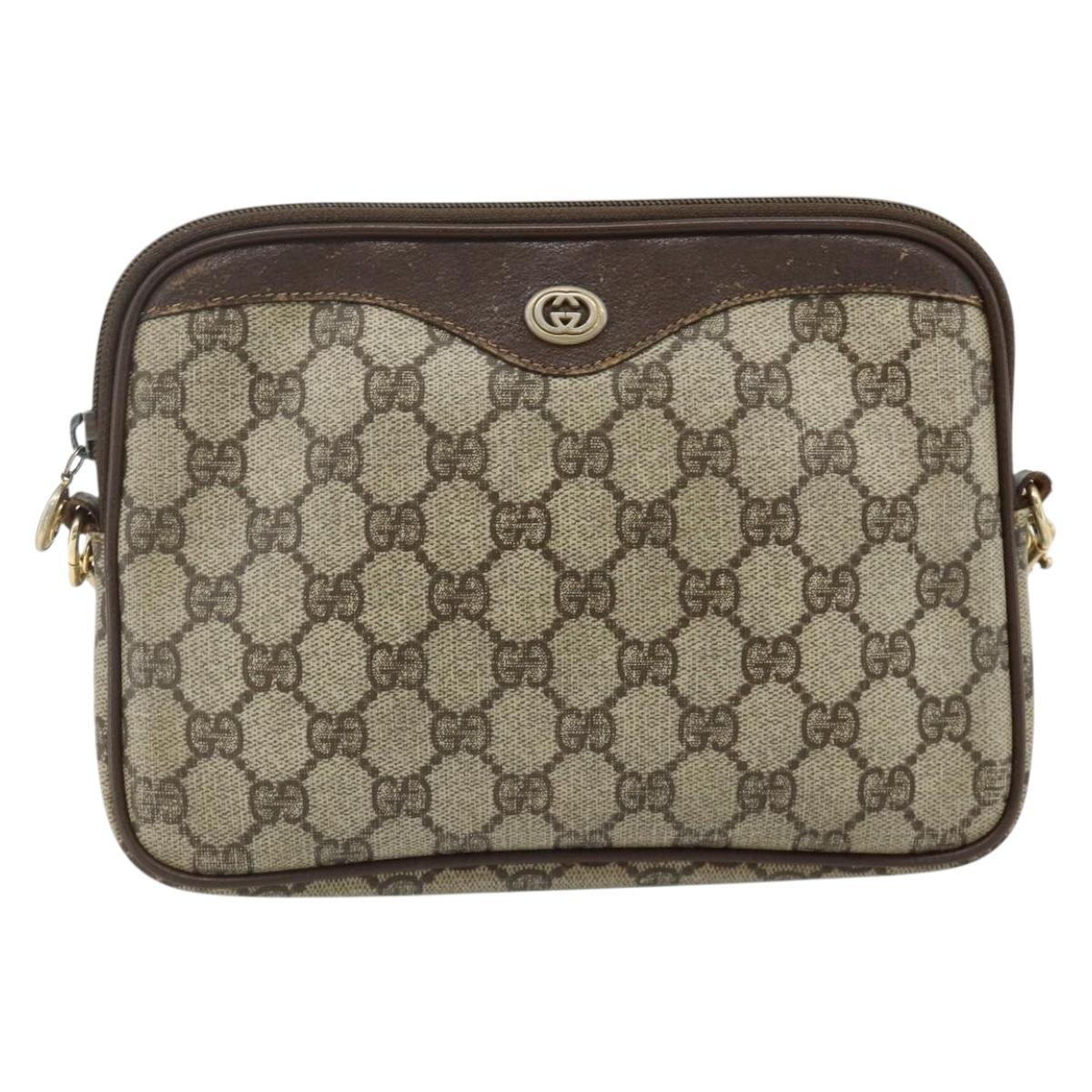 GUCCI GG Supreme Shoulder Bag PVC Beige Gold 97 02 068 Auth 180207
