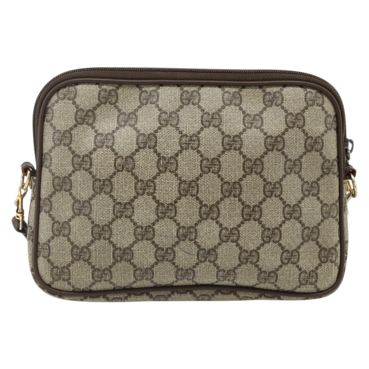 GUCCI GG Supreme Shoulder Bag PVC Beige Gold 97 02 068 Auth 180207
