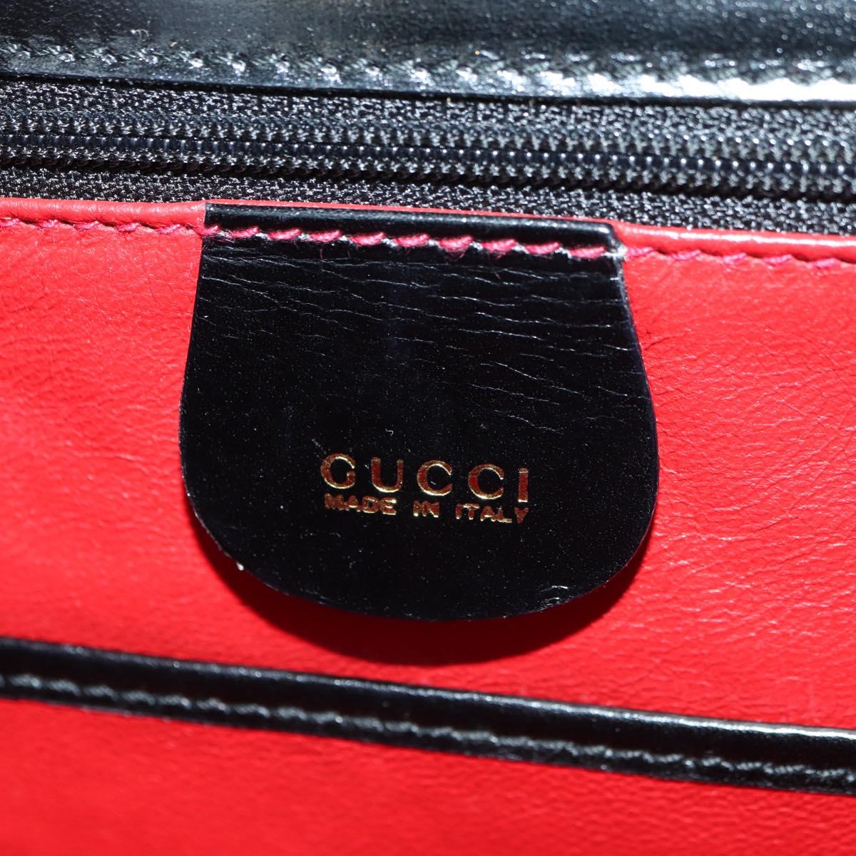 GUCCI Bamboo Hand Bag Leather 2way Black Gold 000 1364 0633 Auth 180208V