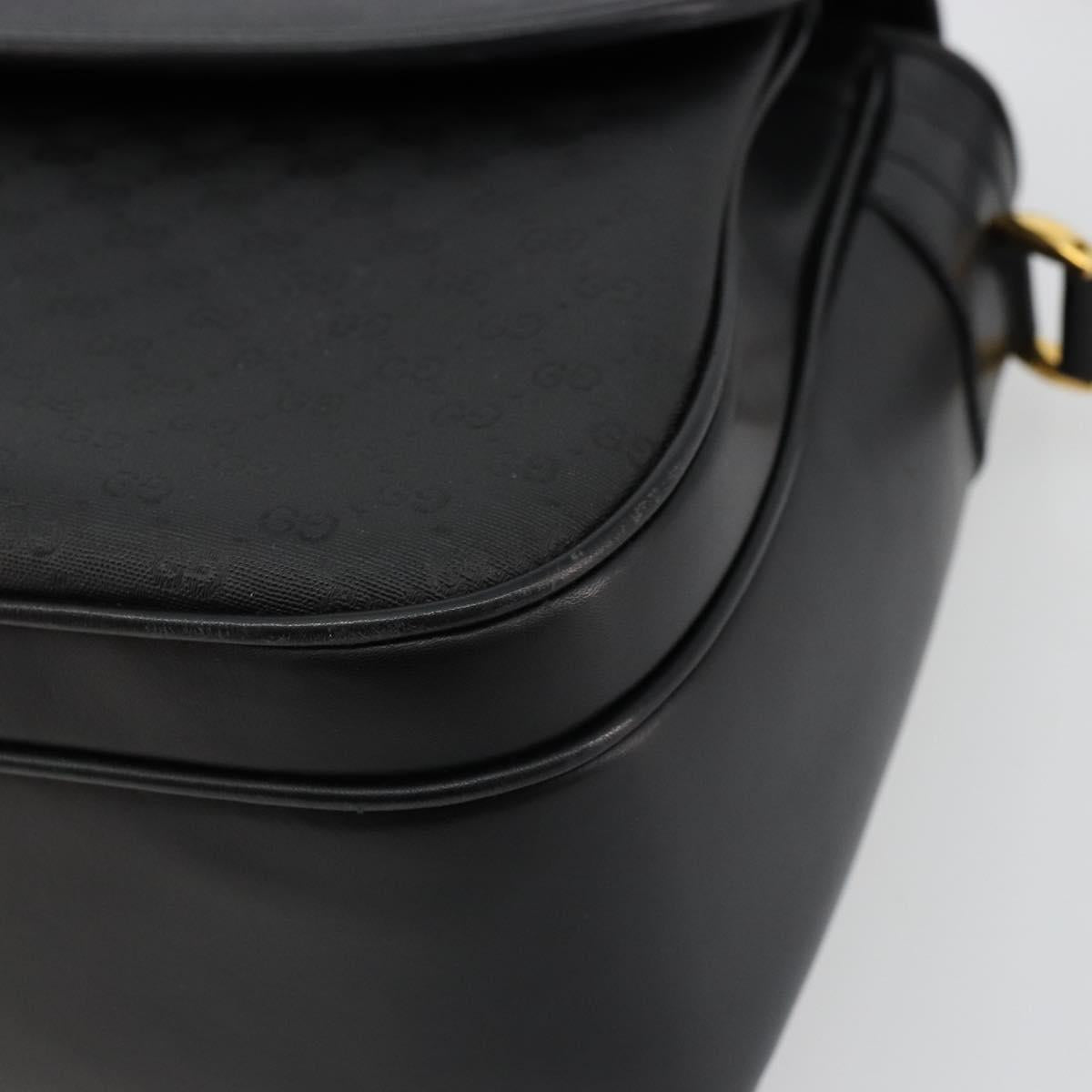 GUCCI Micro GG Supreme Shoulder Bag PVC Black Gold 001 256 1044 Auth 180209