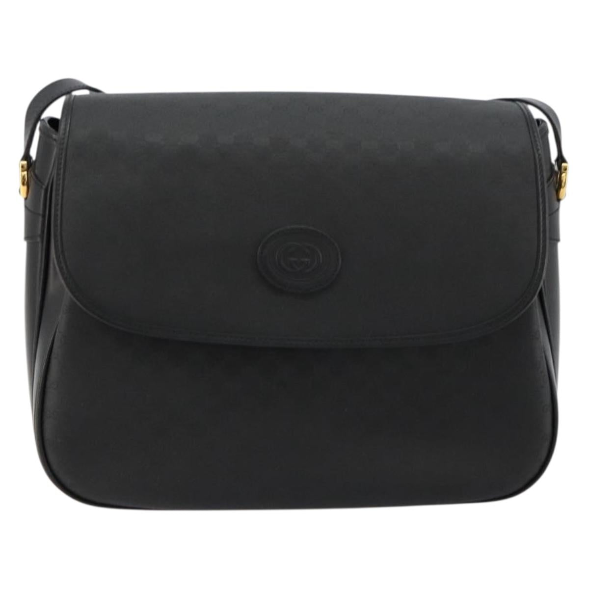 GUCCI Micro GG Supreme Shoulder Bag PVC Black Gold 001 256 1044 Auth 180209