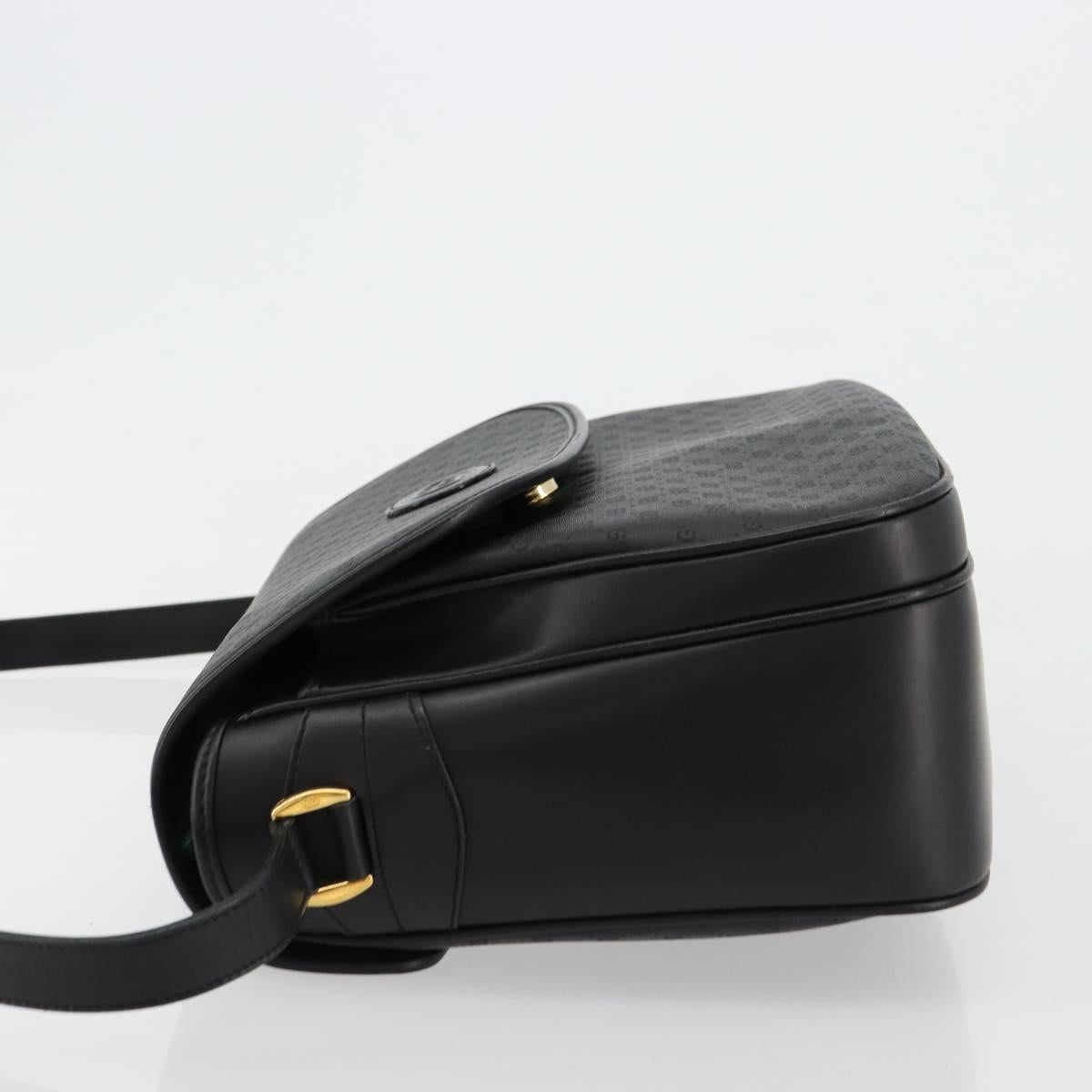 GUCCI Micro GG Supreme Shoulder Bag PVC Black Gold 001 256 1044 Auth 180209