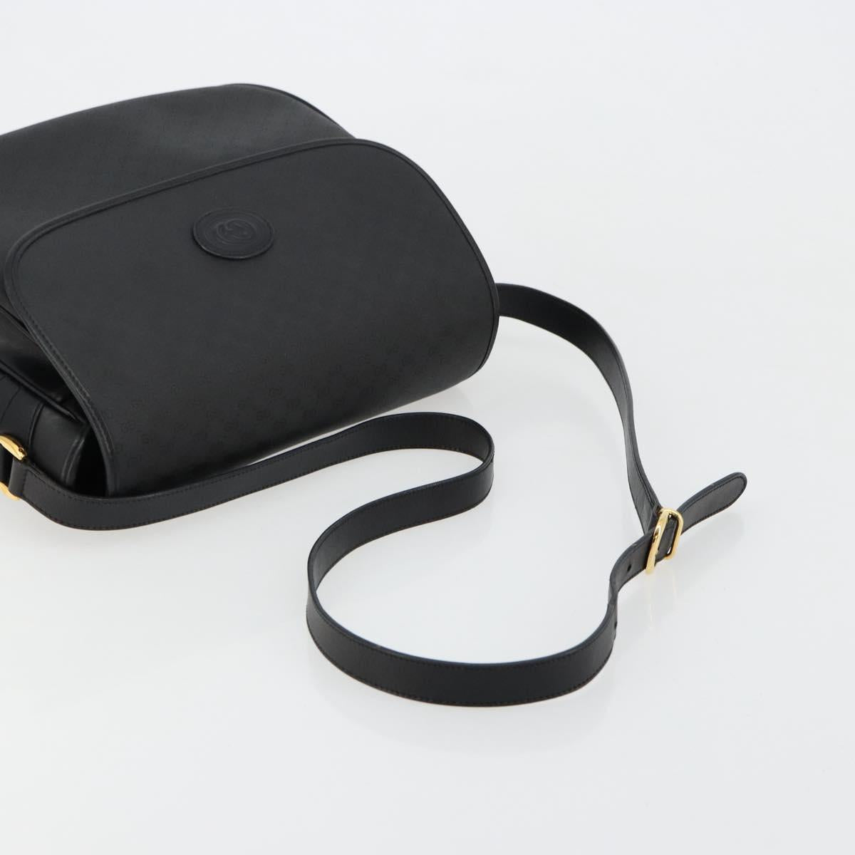 GUCCI Micro GG Supreme Shoulder Bag PVC Black Gold 001 256 1044 Auth 180209
