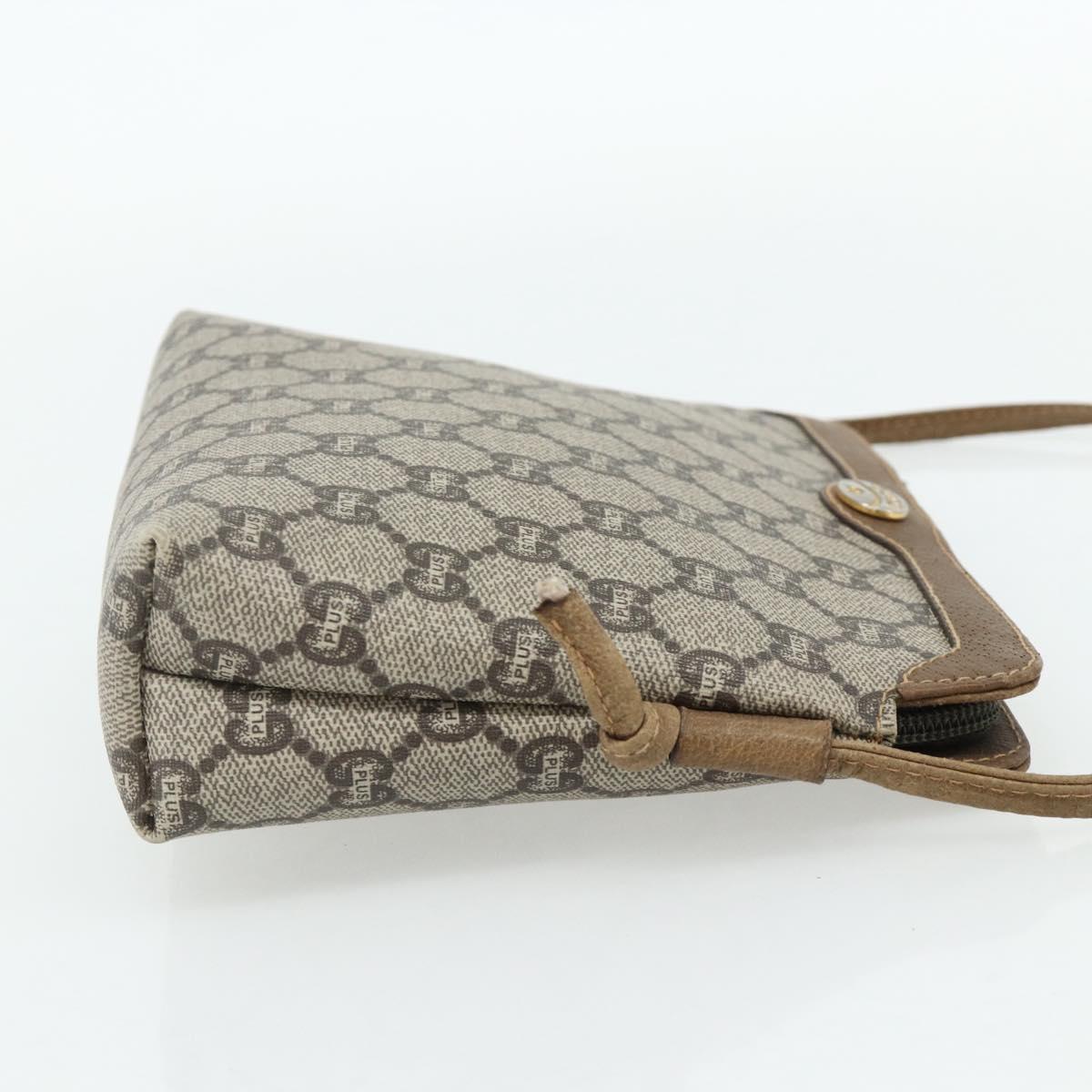 GUCCI GG Plus Supreme Shoulder Bag PVC Beige Gold Auth 180211