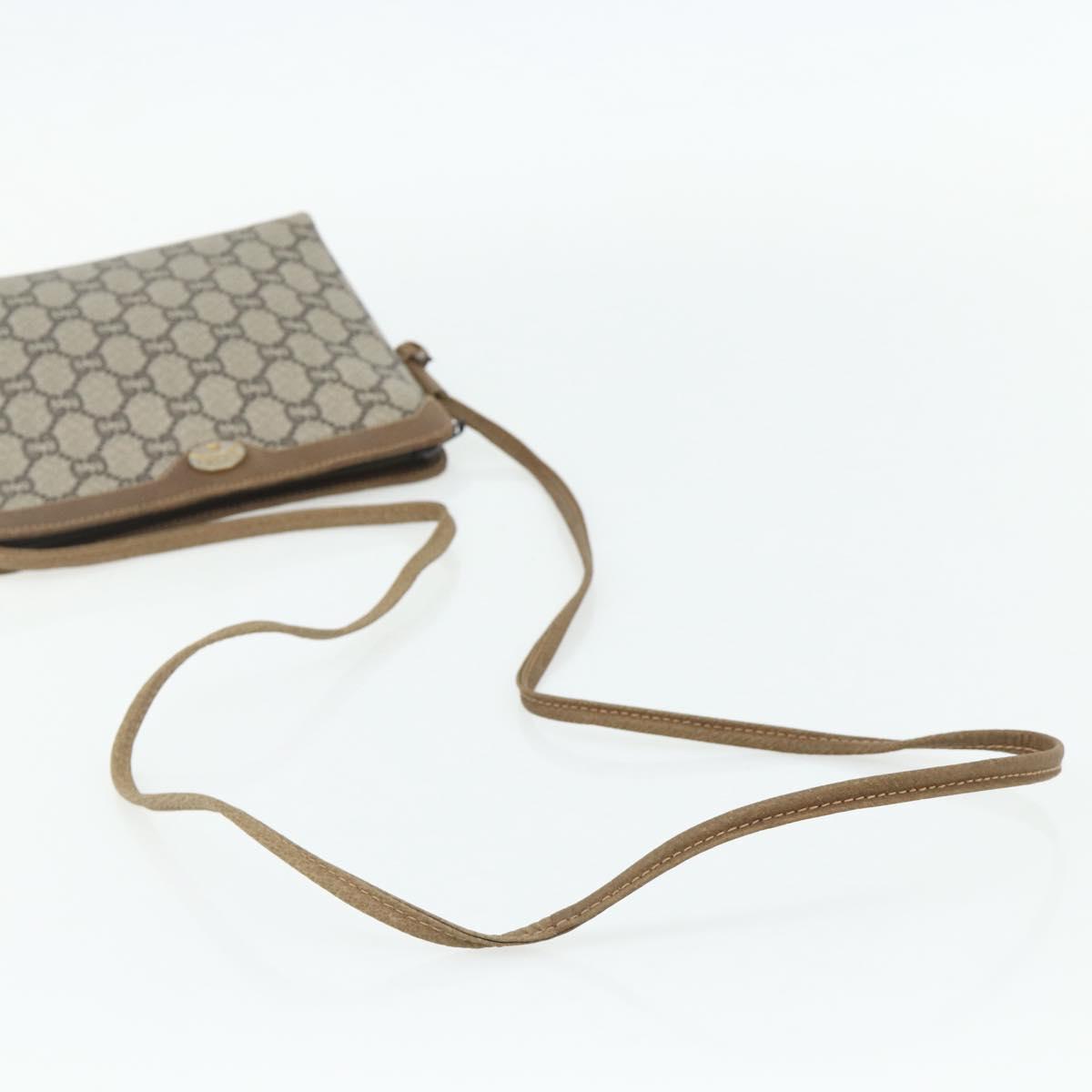 GUCCI GG Plus Supreme Shoulder Bag PVC Beige Gold Auth 180211