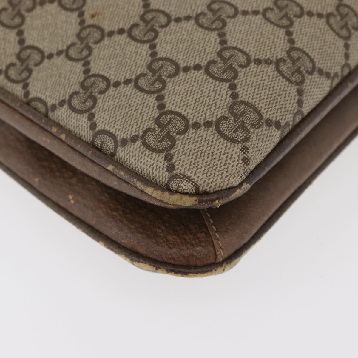 GUCCI GG Supreme Hand Bag PVC Beige Gold Auth 180212