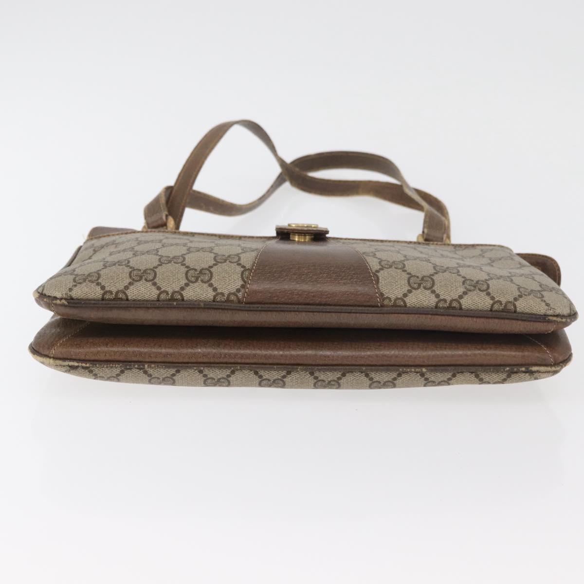 GUCCI GG Supreme Hand Bag PVC Beige Gold Auth 180212