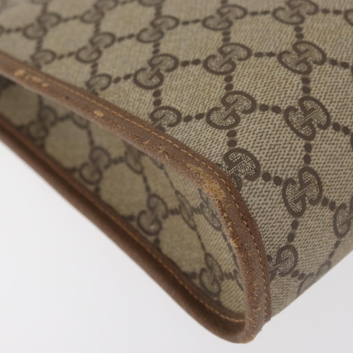 GUCCI GG Supreme Clutch Bag PVC Beige Gold 97 01 038 Auth 180213