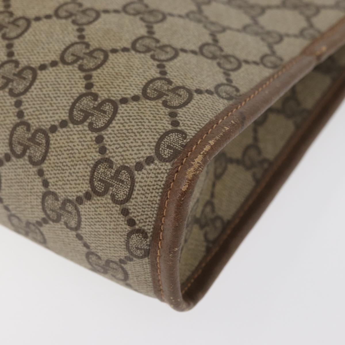 GUCCI GG Supreme Clutch Bag PVC Beige Gold 97 01 038 Auth 180213