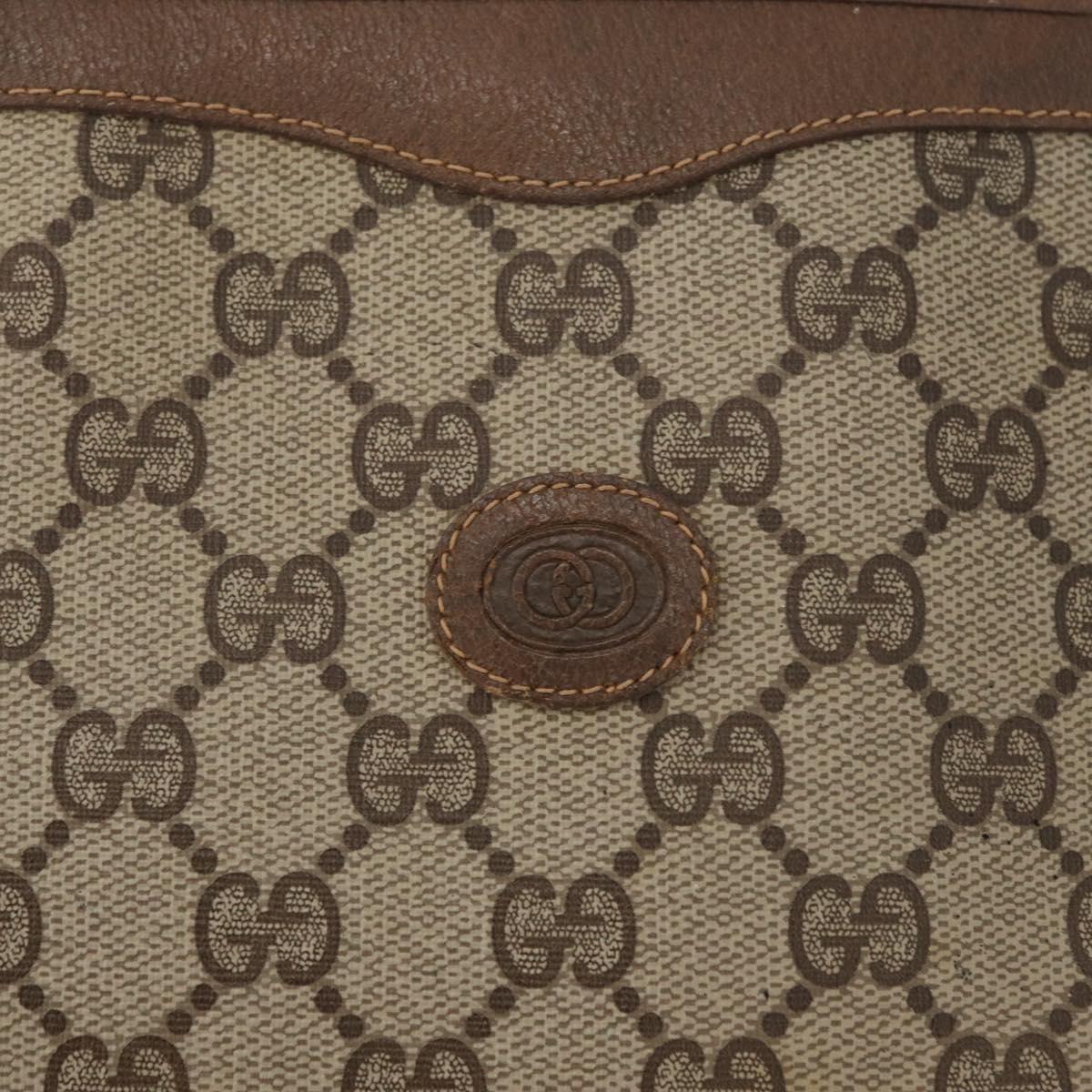 GUCCI GG Supreme Clutch Bag PVC Beige Gold 97 01 038 Auth 180213