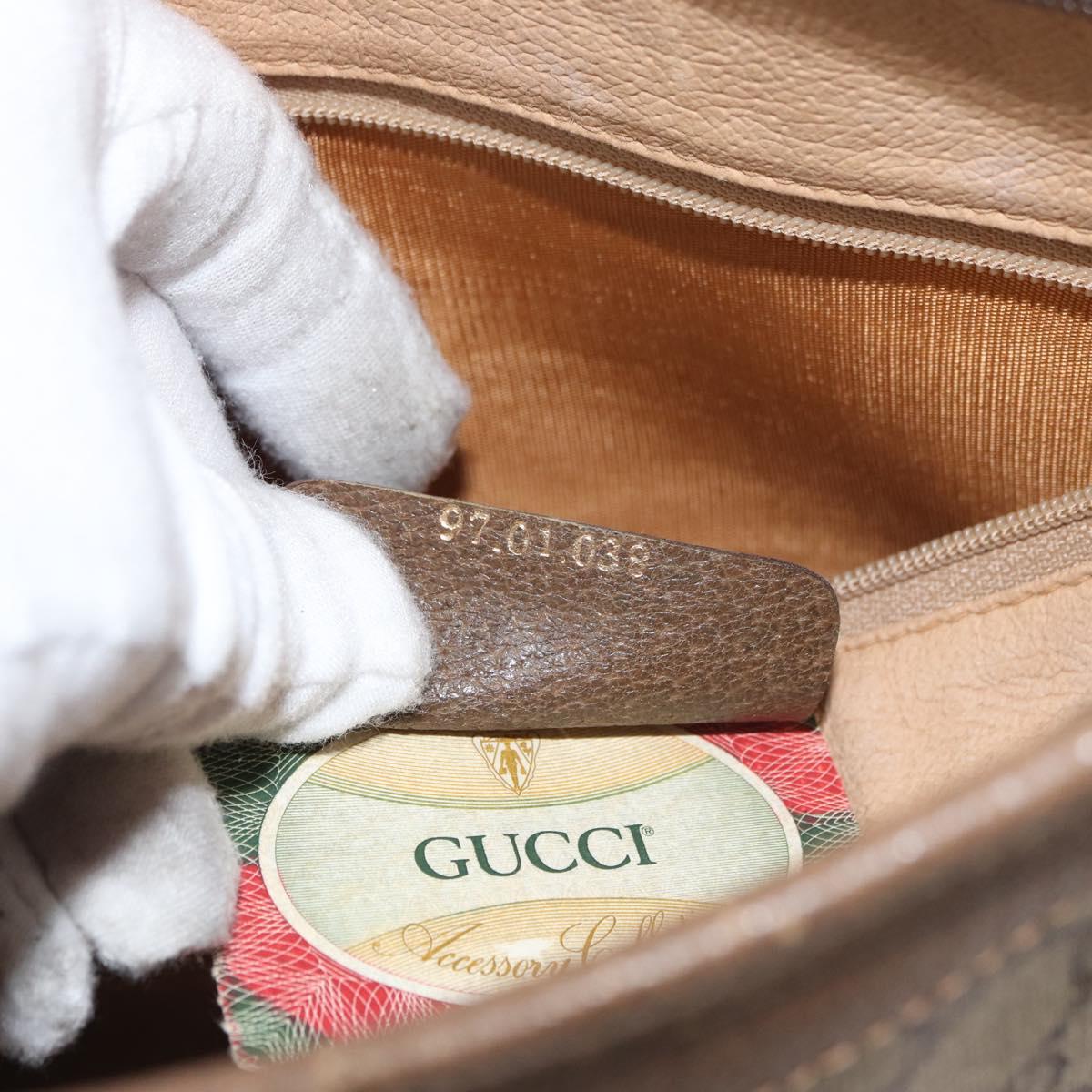 GUCCI GG Supreme Clutch Bag PVC Beige Gold 97 01 038 Auth 180213