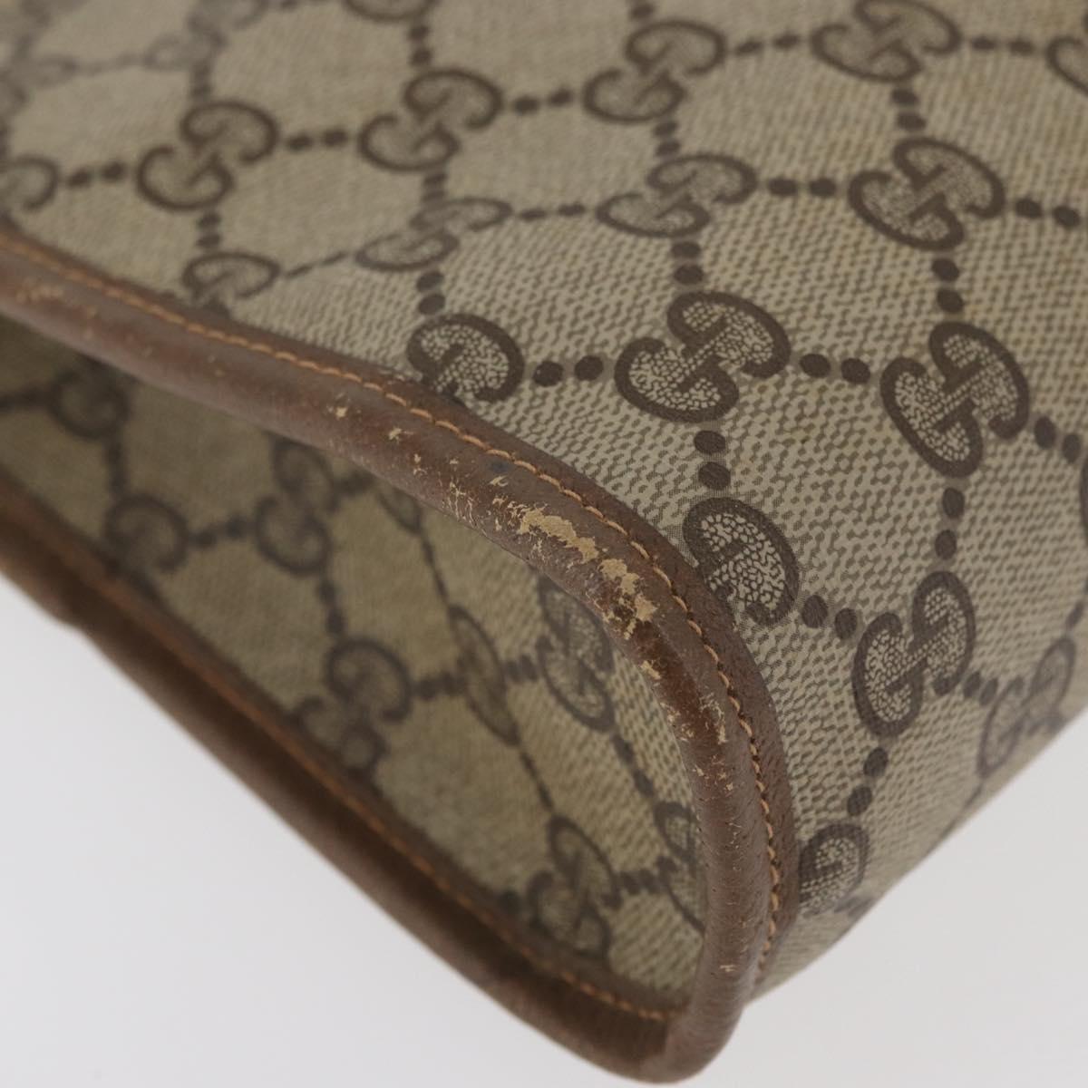 GUCCI GG Supreme Clutch Bag PVC Beige Gold 97 01 038 Auth 180213