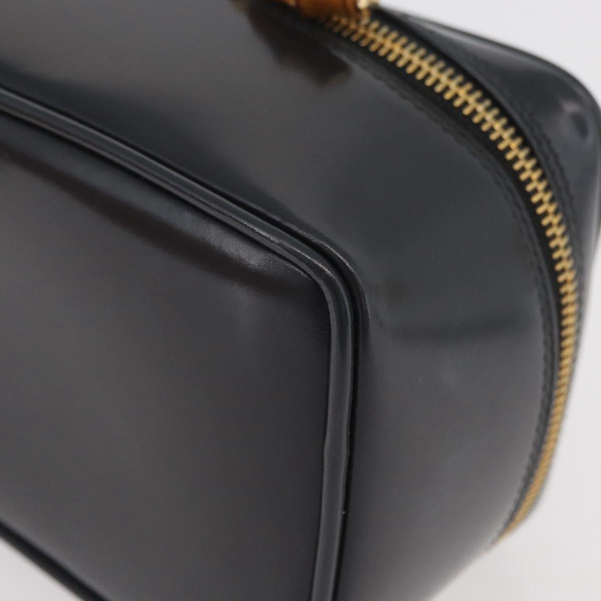 GUCCI Bamboo Vanity Hand Bag Patent leather Gray Gold 032 1705 0151 Auth 180214