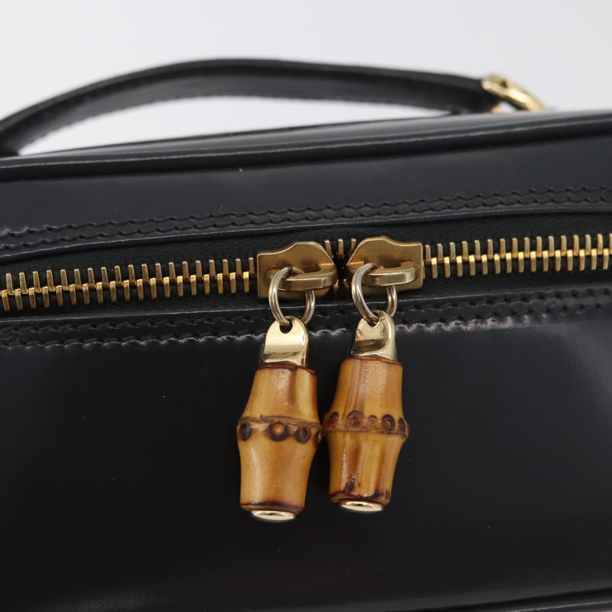 GUCCI Bamboo Vanity Hand Bag Patent leather Gray Gold 032 1705 0151 Auth 180214