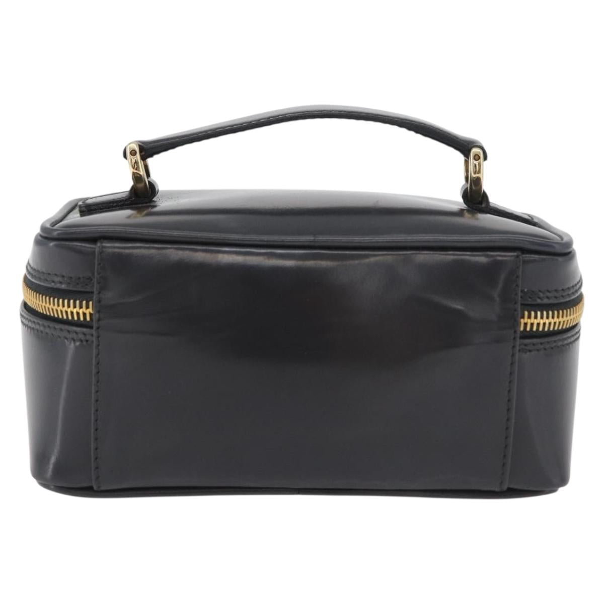 GUCCI Bamboo Vanity Hand Bag Patent leather Gray Gold 032 1705 0151 Auth 180214