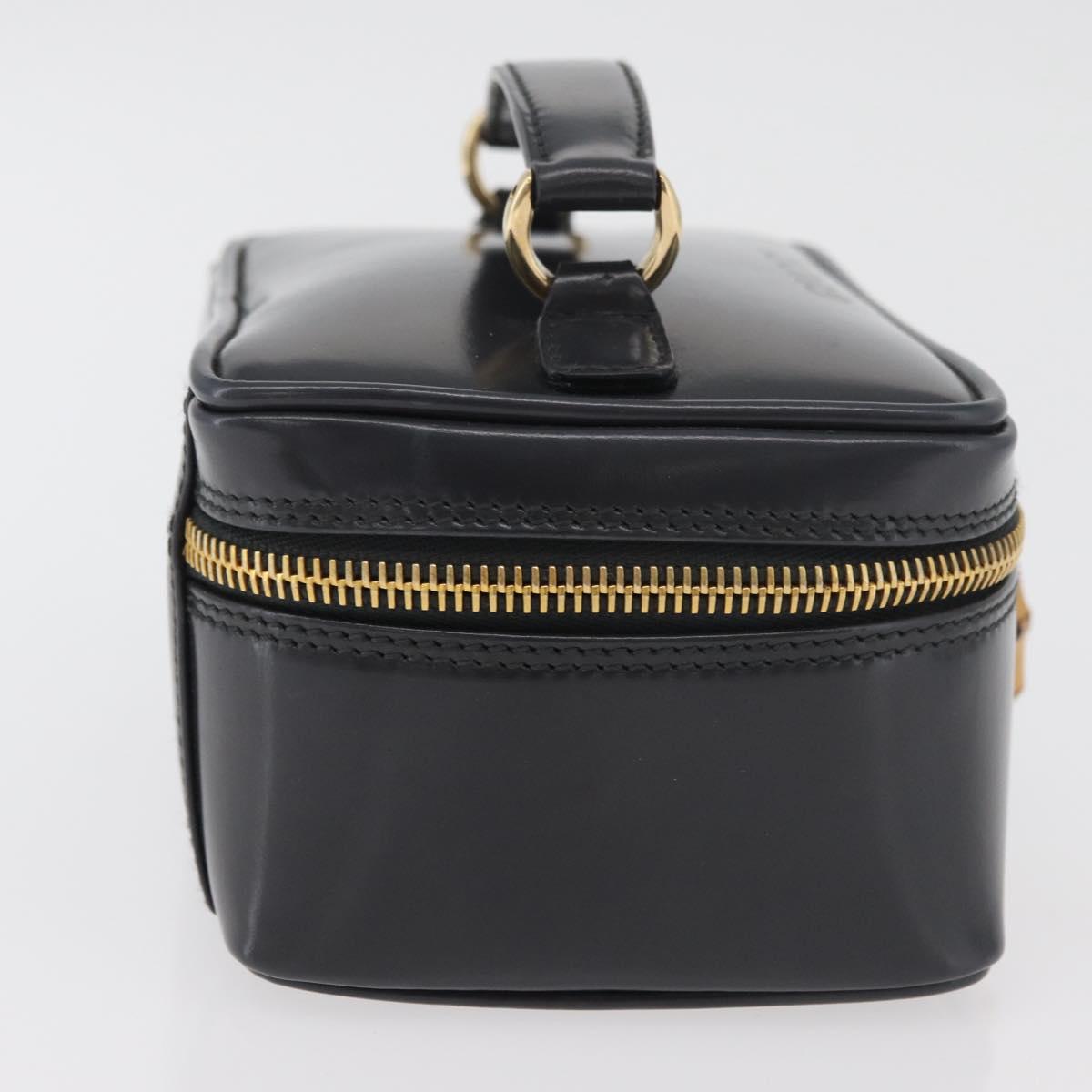 GUCCI Bamboo Vanity Hand Bag Patent leather Gray Gold 032 1705 0151 Auth 180214