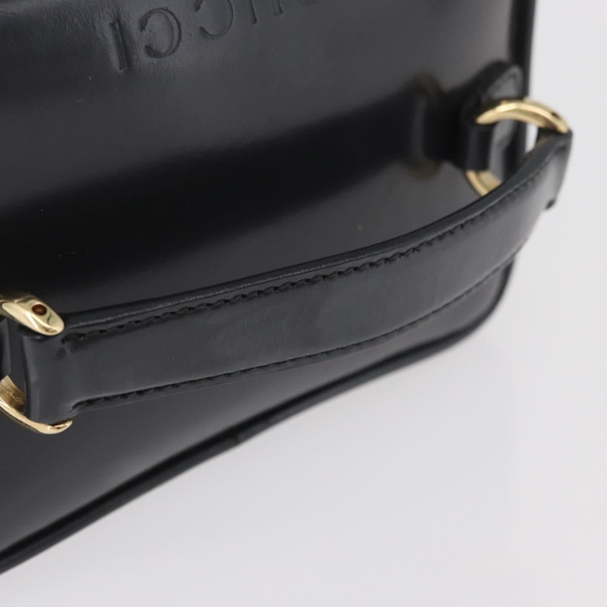 GUCCI Bamboo Vanity Hand Bag Patent leather Gray Gold 032 1705 0151 Auth 180214
