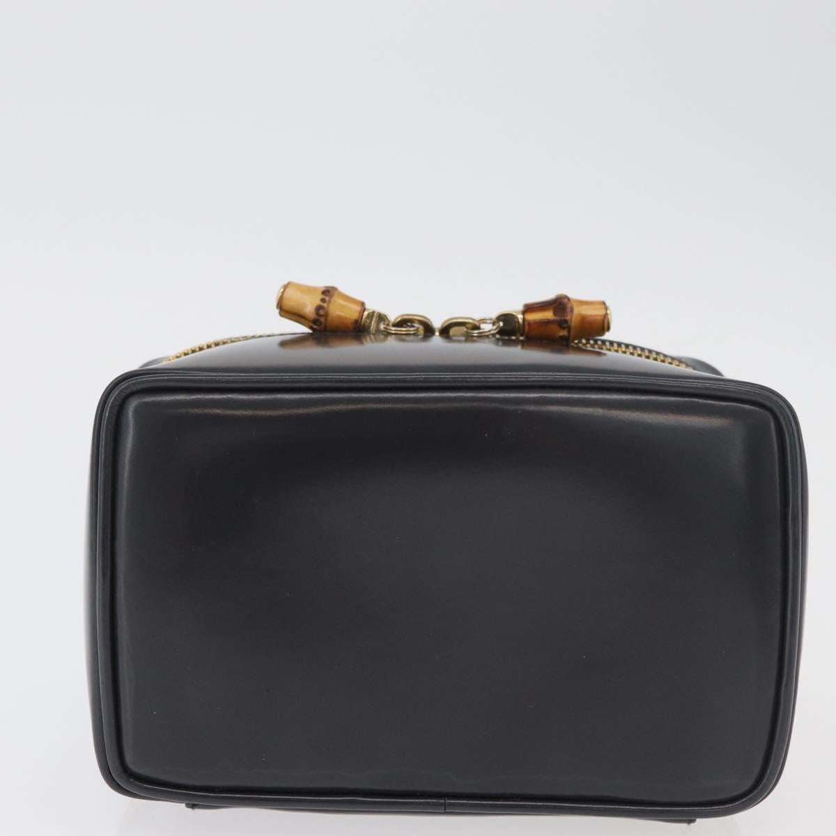 GUCCI Bamboo Vanity Hand Bag Patent leather Gray Gold 032 1705 0151 Auth 180214