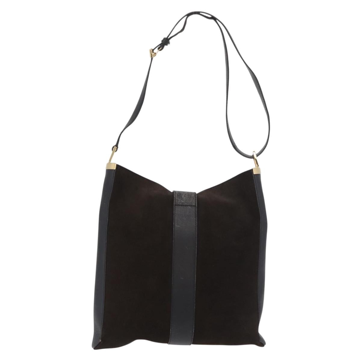 GUCCI Shoulder Bag Suede Brown Gold 001 4051 Auth 180216